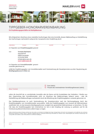 Formulare Checklisten Vertraege Immobilienmakler Werbeagentur Tippgeberhonorar