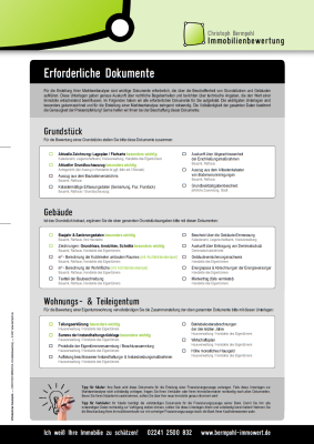 Checkliste erforderliche Dokumente Immobilienverkauf